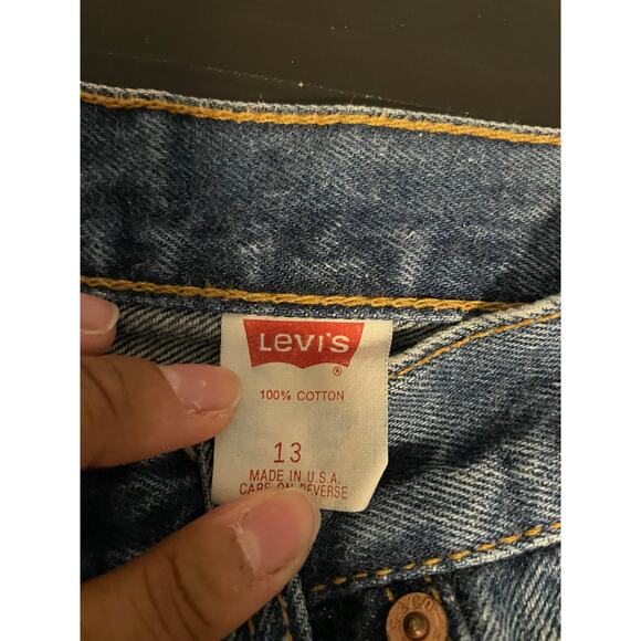 Vintage Levis 501 Jeans Juniors 13 Denim Button Fly High Rise Tapered Leg 90s - Picture 5 of 9